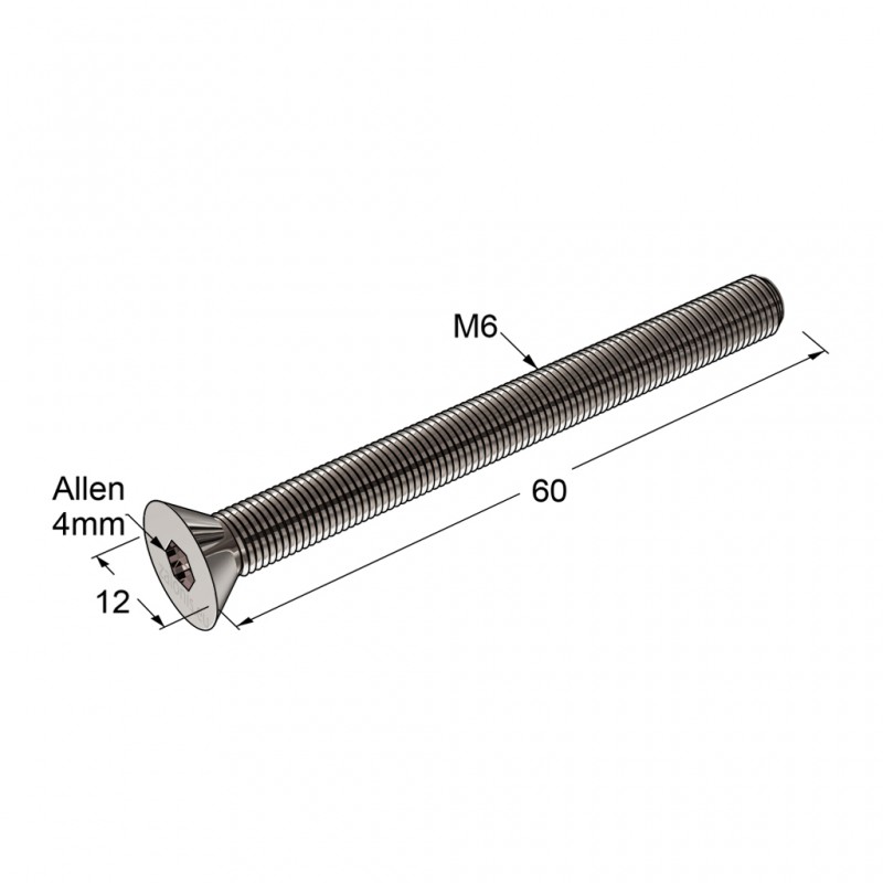COUNTERSUNK ALLEN  CONNECTION BOLT M6x60 / NICKEL